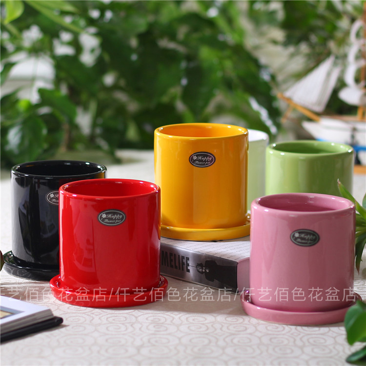 personality Simplicity ceramics Cylinder Flower pot Green plant Flower pot Tray Multiple colourin the Home accessories , Vase/Flower/Artificial flowers/Imitation jewelry , Flower/Vase , Flowerpot category - from Buy2taobao.com to provide professional Taobao agent buy service