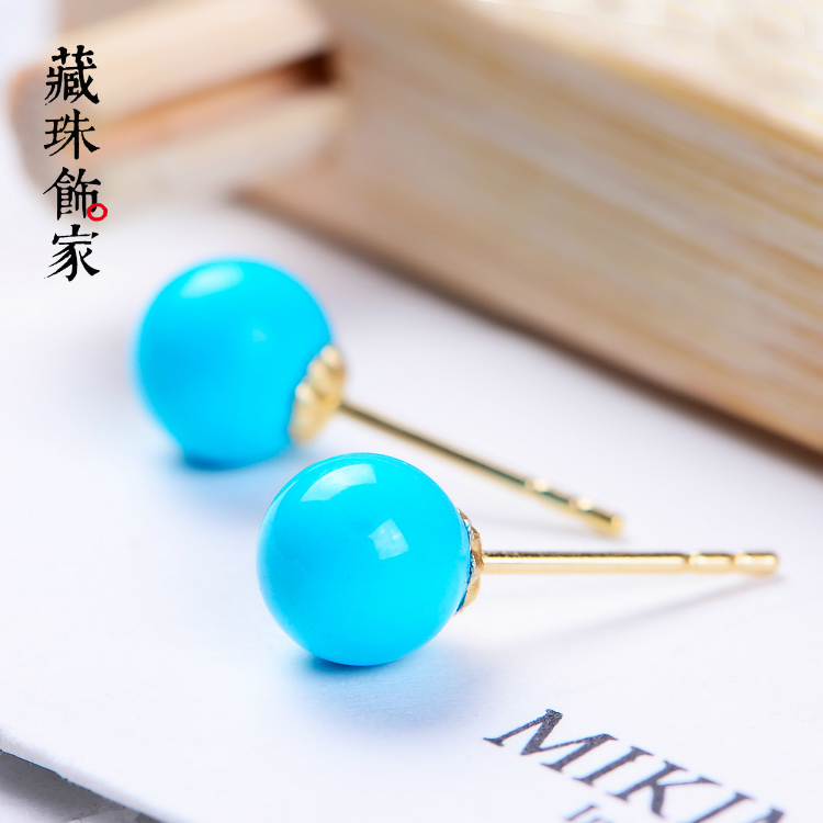 天然睡美人绿松石耳钉气质女 18K金镶嵌原矿美松 简约日常佩戴|msdalam kategori Aksesori/Barang Kemas Fesyen, anting-anting, anting-anting - dari Buy2taobao.com untuk memberikan perkhidmatan ejen Taobao profesional membeli