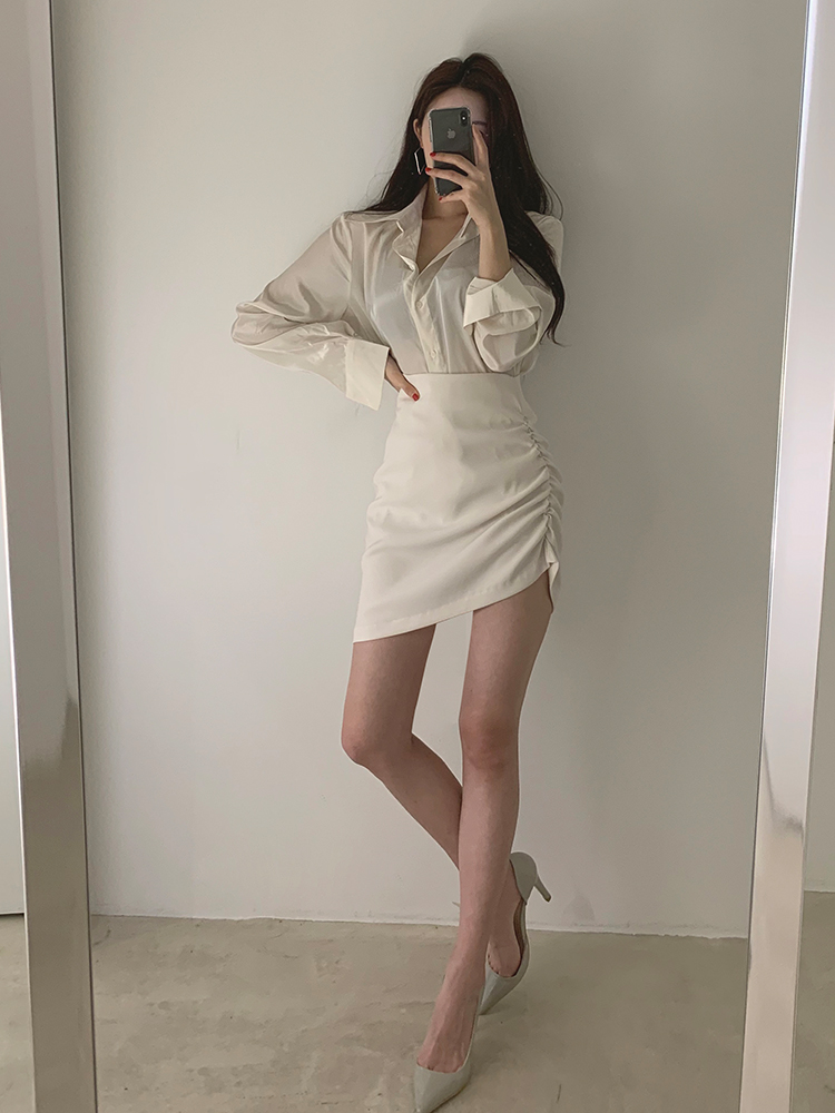 Buddies home Korea purchasing New summer spring Solid Side fold Paige Self cultivation Show thin skirtin the Women's clothing/Boutique , Skirts category - from Buy2taobao.com to provide professional Taobao agent buy service