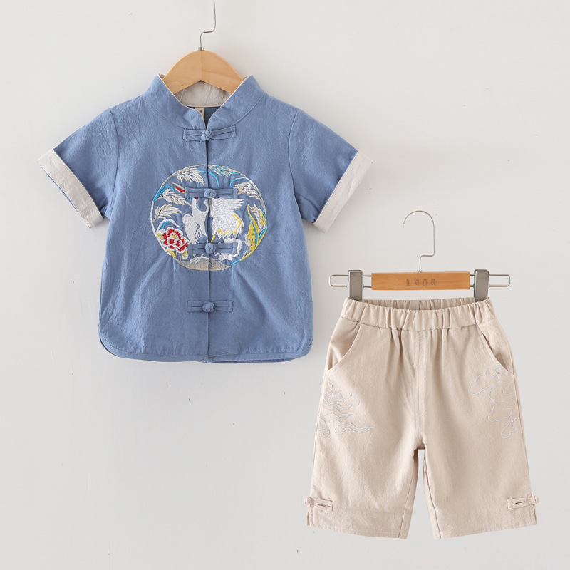 儿童汉服短袖男童唐装套装宝宝夏季中国风童装小孩民族风民国服装|msdalam kategori Kanak-kanak/Bayi/Keluarga dipasang, Kanak-kanak cheongsam/pakaian/pakaian kebangsaan, pakaian - dari Buy2taobao.com untuk memberikan perkhidmatan ejen Taobao profesional membeli