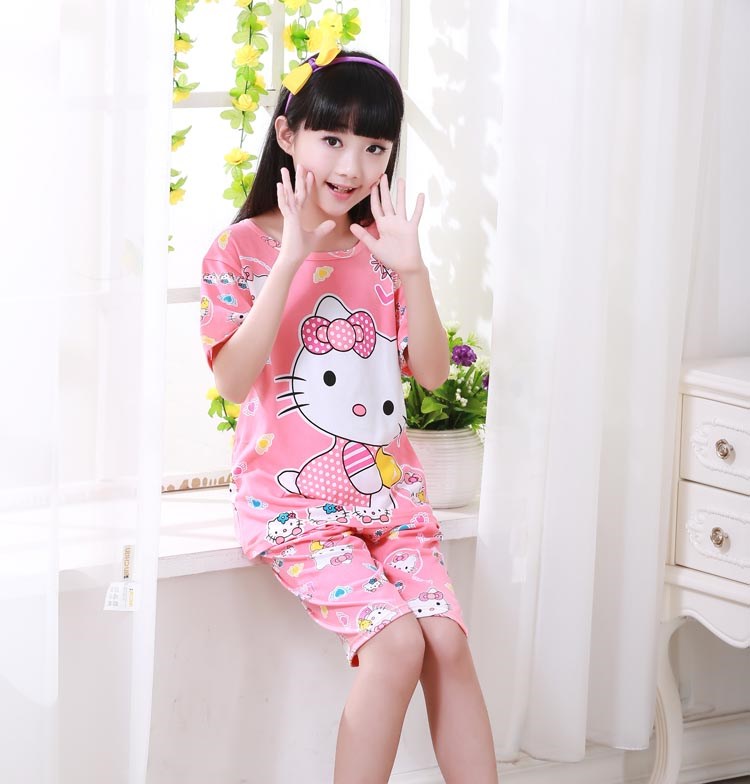 女童公主女孩短袖睡衣儿童夏季韩版夏天薄款凯蒂猫可爱家居服套装在类目 童装/婴儿装/亲子装, 儿童家居服, 家居服套装中 - 来自Buy2taobao.com提供专业的淘宝代购服务