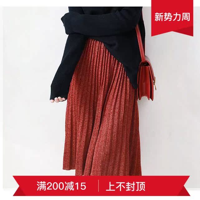 松紧腰羊毛针织半身裙中长款女2019韩版新款高腰显瘦A字百褶裙子|msdalam kategori Butik wanita / wanita, skirt - dari Buy2taobao.com untuk memberikan perkhidmatan ejen Taobao profesional membeli