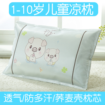 儿童枕头夏季幼儿园小孩冰丝凉枕透气吸汗3-6个月婴儿荞麦壳枕芯