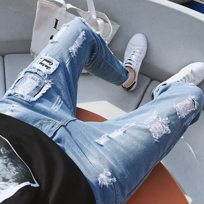 summer Thin section hole Jeans man Chaopai Self cultivation Feet leisure time Beggar pants Korean Edition Trend Easyin the Men's clothing, Jeans category - from Buy2taobao.com to provide professional Taobao agent buy service
