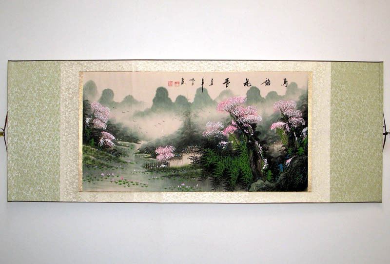 Hand drawn Chinese painting Reel Hanging picture a living room decorate Three feet Landscape painting Jiangnan Jade 42in the Antique/Youbi/Crafts/Collection , Calligraphy/Painting , Traditional Chinese painting category - from Buy2taobao.com to provide professional Taobao agent buy service
