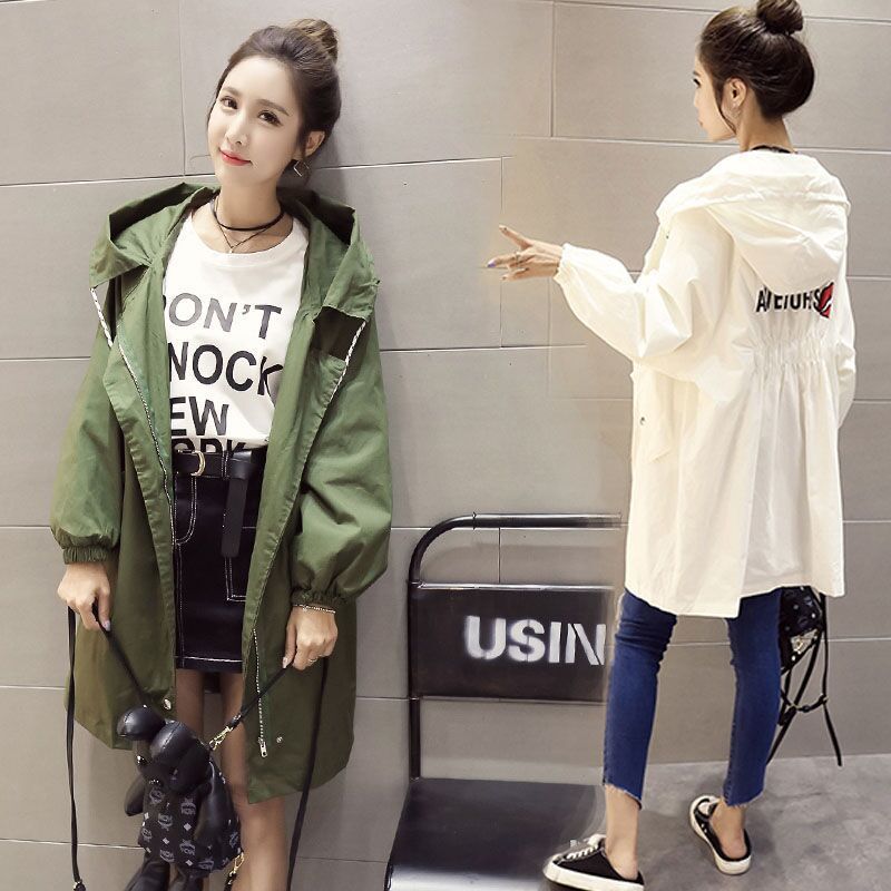 Sunscreen Windbreaker spring and autumn coat Mid length version Korean Edition bf student Easy Large Versatile Hooded coatin the Women's clothing/Boutique , Windbreaker category - from Buy2taobao.com to provide professional Taobao agent buy service