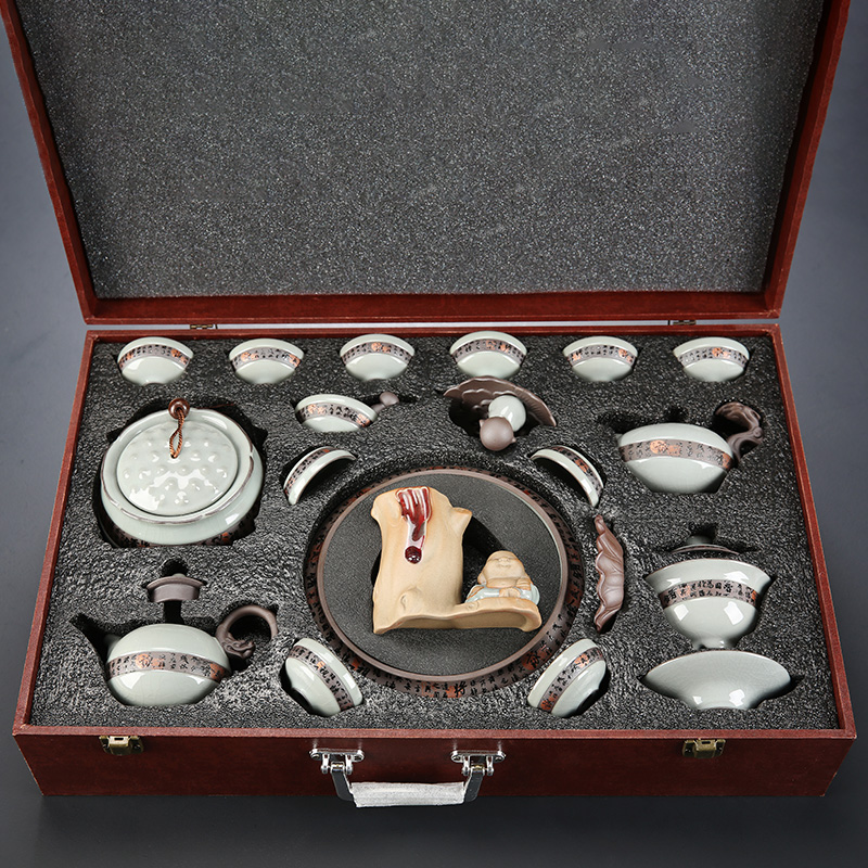 高档高端整套哥窑茶具套装五大名窑汝窑功夫茶道冰裂釉茶洗盖碗礼|ruв категории посуда, чайный сервиз, кунг - Фу, чайный сервиз - от Buy2taobao.com для оказания профессиональной услуги покупки агента Taobao