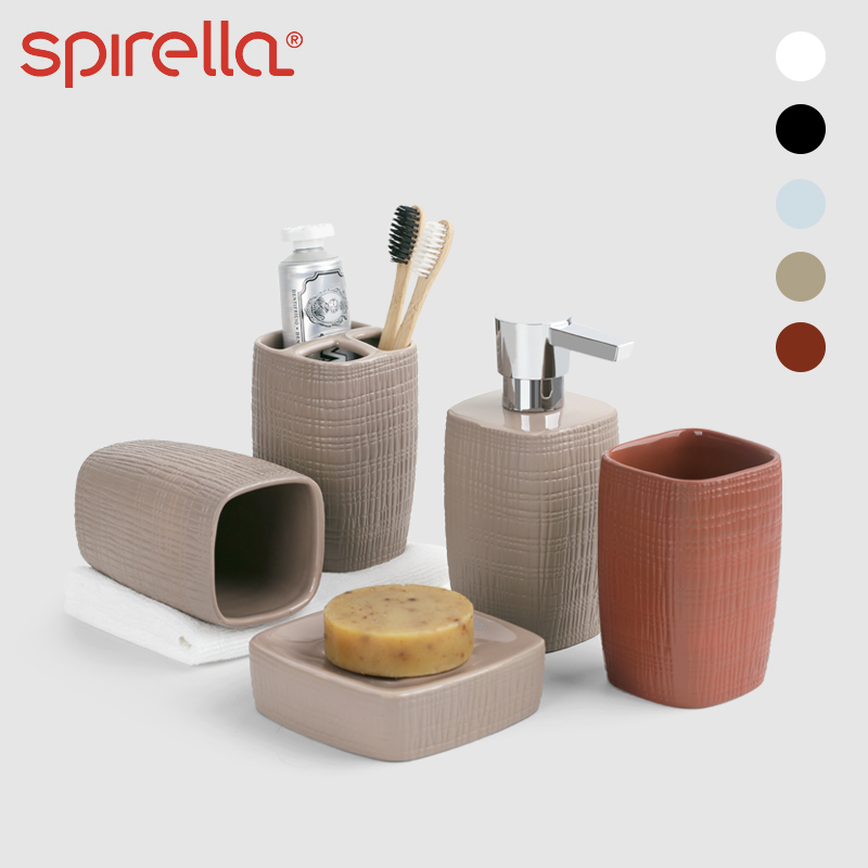 瑞士SPIRELLA北欧简约陶瓷浴室卫浴五件套件 卫生间刷牙洗漱套装在类目 家庭/个人清洁工具, 卫浴用具/卫浴配件, 浴室用品套件中 - 来自Buy2taobao.com提供专业的淘宝代购服务