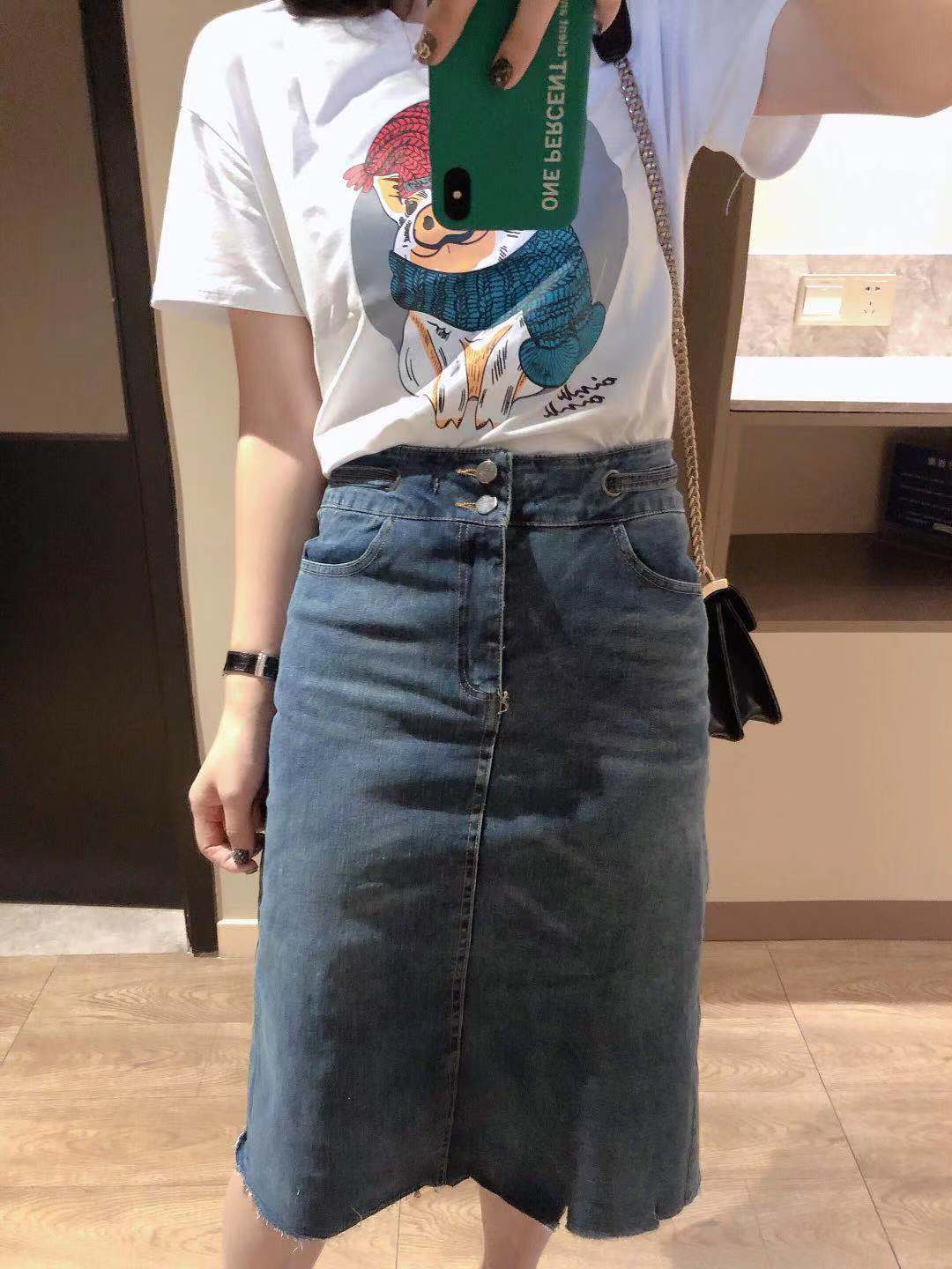 Denim skirts women 2019 new pattern Korean Edition Paige Mid length version Show thin Package hip skirt Flash Versatile Step longuettein the Women's clothing/Boutique , Skirts category - from Buy2taobao.com to provide professional Taobao agent buy service