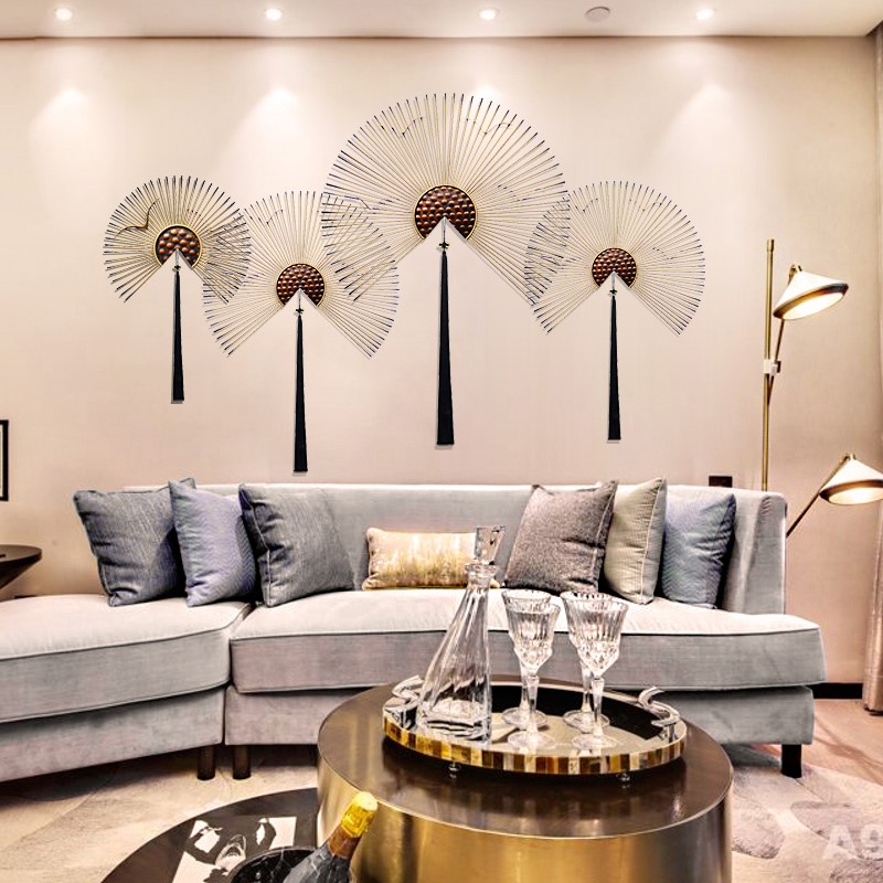 New Chinese style Sector Iron art Pendant a living room Entrance TV backdrop ornament Study Open Housein the Home accessories , Mural category - from Buy2taobao.com to provide professional Taobao agent buy service