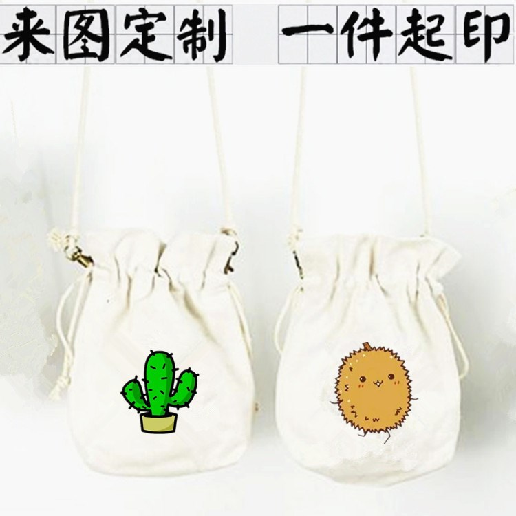 customized bucket Bag 2019 new pattern Korean Edition Simplicity fashion Drawstring Beam port Canvas bag Mini Inclined shoulder bagin the Leather/Lady bags/Men's bag, Card sets category - from Buy2taobao.com to provide professional Taobao agent buy service