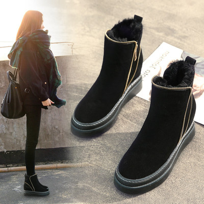 雪地靴2017秋冬季新款潮保暖加绒厚底百搭短靴子内增高棉鞋女鞋子