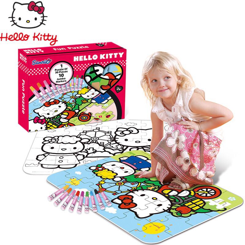 凯蒂猫Hello kitty趣味拼图 儿童益智双面大片拼图 BTG001 送彩笔在类目 玩具/童车/益智/积木/模型, 串珠/拼图/配对/拆装/敲打玩具, 拼图/拼板中 - 来自Buy2taobao.com提供专业的淘宝代购服务