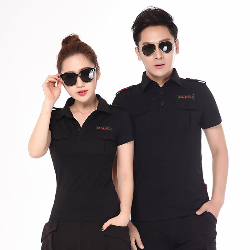 sailor Stretch cotton black Lapel Short sleeved jacket 2019 Spring and summer XL men and women Camouflagein the Outdoor/Mountaineer/Camping/Travel Goods , Army fans clothing/Army fans supplies , Camouflage/Army fans clothing/Uniform , T-shirt category - from Buy2taobao.com to provide professional Taobao agent buy service