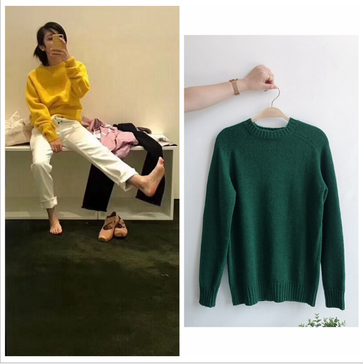 18秋冬新款高级定制女装姜黄色/墨绿色羊毛毛衣圆领宽松羊毛衫女在类目 女装/女士精品, 毛衣中 - 来自Buy2taobao.com提供专业的淘宝代购服务