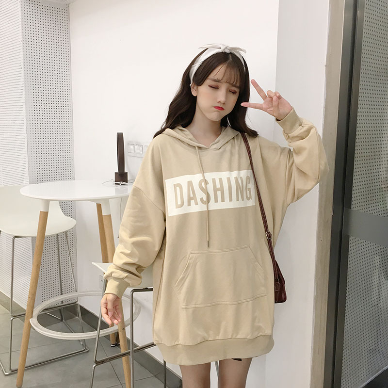 2019春秋新款韩版连帽中长款宽松显瘦薄款百搭长袖卫衣女装外套潮在类目 女装/女士精品, 卫衣/绒衫中 - 来自Buy2taobao.com提供专业的淘宝代购服务