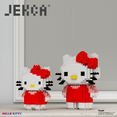 jekca积卡hello kitty凯蒂猫哈喽kt猫咪拼装积木女孩玩具正版授权