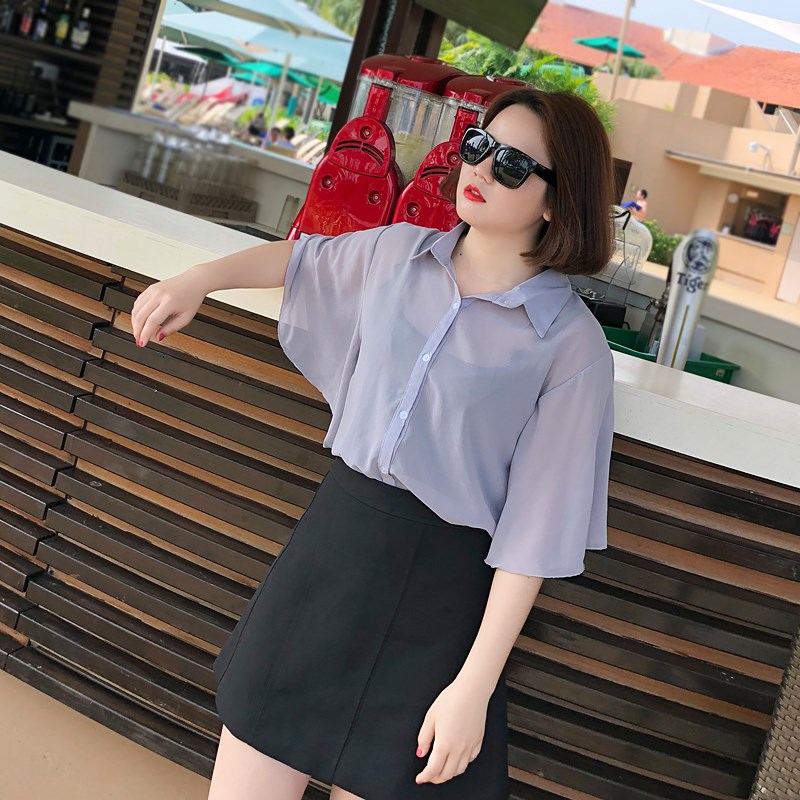 张文武2018夏装新款胖mm大码女装宽松吊带蝙蝠袖雪纺衫衬衫两件套在类目 女装/女士精品, 大码女装中 - 来自Buy2taobao.com提供专业的淘宝代购服务
