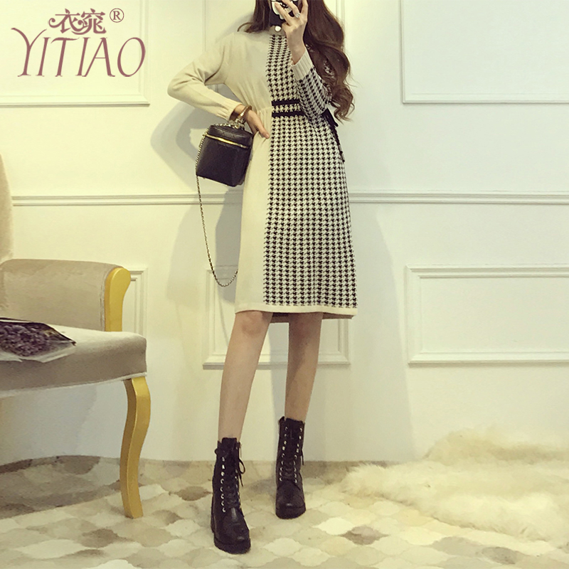 fashion Ladies knitting Socket Versatile have more cash than can be accounted for Color matching sweater Dress Waist 2019 spring and autumn new pattern Overkneein the Women's clothing/Boutique , Sweaters category - from Buy2taobao.com to provide professional Taobao agent buy service