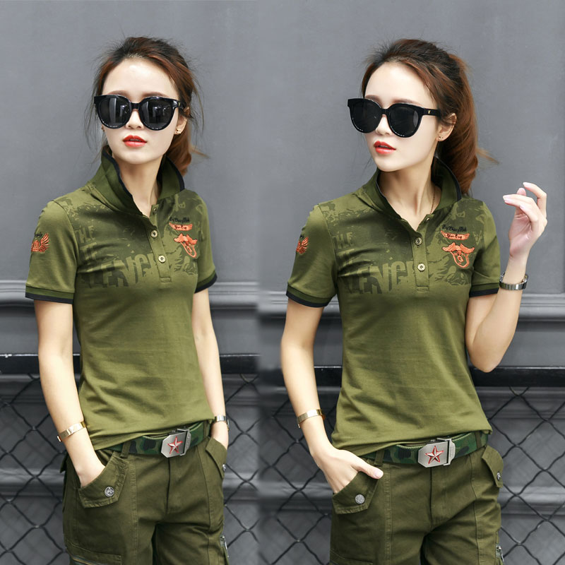 2018 outdoors camouflage sailor Short sleeved Army green Lapel leisure time Korean Edition Self cultivation Large square dance POLO Sweaterin the Outdoor/Mountaineer/Camping/Travel Goods , Army fans clothing/Army fans supplies , Camouflage/Army fans clothing/Uniform , T-shirt category - from Buy2taobao.com to provide professional Taobao agent buy service