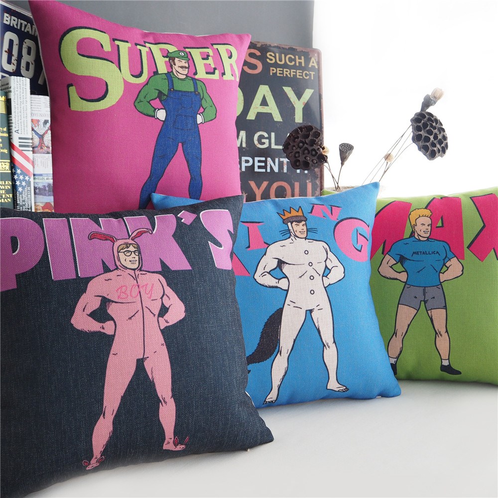 搞笑卡通怪蜀黍怪叔叔 粉红色 厚棉麻靠枕套沙发抱枕床上靠垫含芯|msdalam kategori rumah Fabrik, bantal/bantal - dari Buy2taobao.com untuk memberikan perkhidmatan ejen Taobao profesional membeli