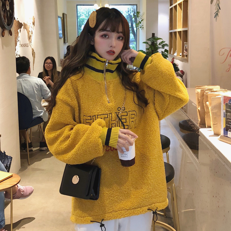 羊羔毛卫衣女cec套头加绒加厚学生外套潮冬季宽松百搭mschf上衣服在类目 女装/女士精品, 卫衣/绒衫中 - 来自Buy2taobao.com提供专业的淘宝代购服务