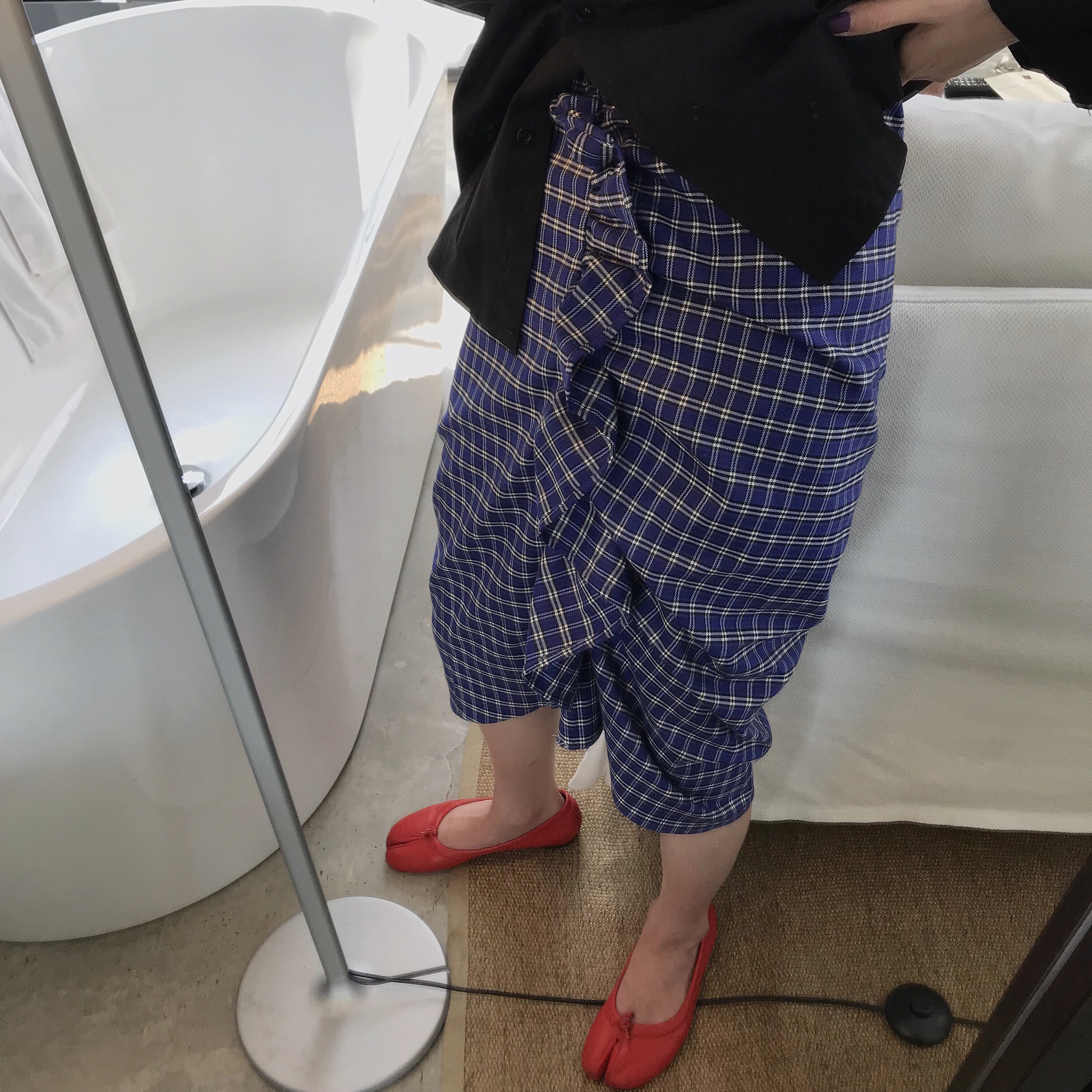 鹭青一2019春季新款复古格子半身裙女不规则高腰荷叶边裙中长裙子在类目 女装/女士精品, 半身裙中 - 来自Buy2taobao.com提供专业的淘宝代购服务
