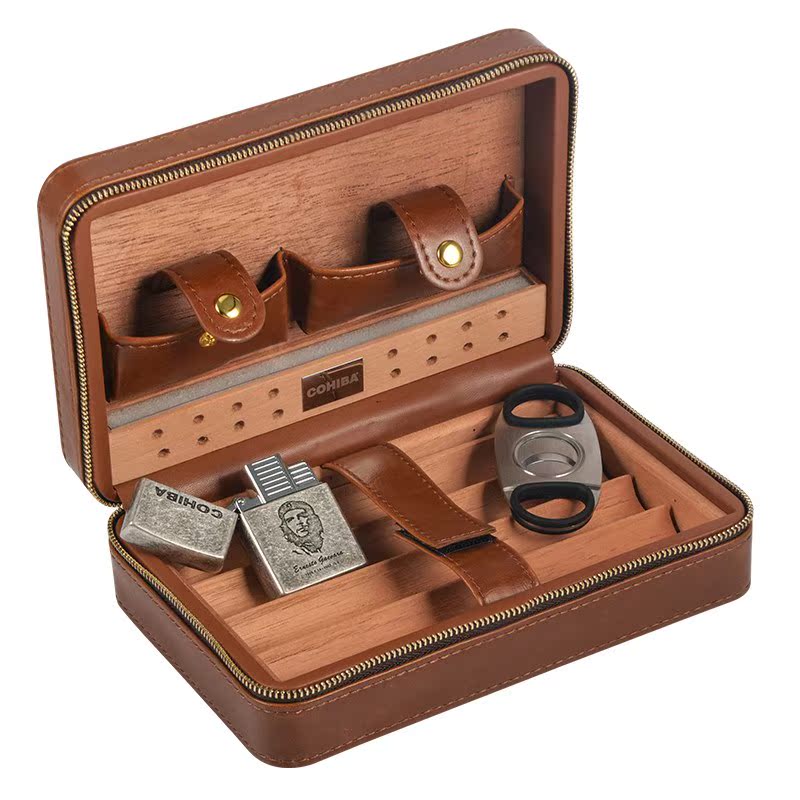 Cigar Box Cigar scissors lighter suit Cigar Humidor solid wood travel Portable Humidified box cbain the ZIPPO/Swiss Army Knife/Glasses , Smoking , Cigarette case category - from Buy2taobao.com to provide professional Taobao agent buy service