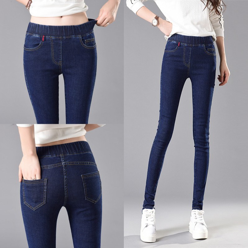 日本购韩版高腰黑色牛仔裤女长裤松紧腰弹力修身小脚铅笔裤春|msdalam kategori Butik wanita / wanita, seluar jeans - dari Buy2taobao.com untuk memberikan perkhidmatan ejen Taobao profesional membeli