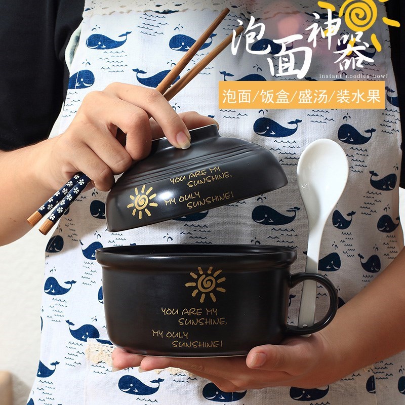 ceramics Rice bowl Cup noodles With cover Handle Instant noodle bowl Soup bowl Bowl Bento Box student Microwave Ovenin the Tableware , Tableware , Bowl category - from Buy2taobao.com to provide professional Taobao agent buy service