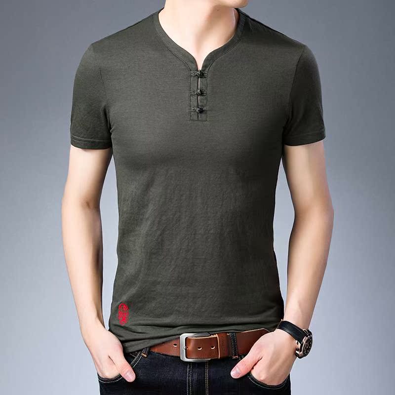 quality goods Europe station Flax Short sleeved T-shirt Trend summer Solid man half sleeve T-shirt Men's Retroin the Men's clothing, T-shirt category - from Buy2taobao.com to provide professional Taobao agent buy service