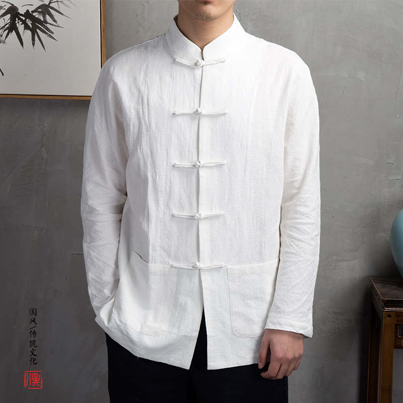 spring and autumn Tang costume Zen clothes man Long sleeve Hanfu Chinese style Retro Chinese style Youth coat Chinese tunic suit Buddhist clothesin the Men's clothing, National costume category - from Buy2taobao.com to provide professional Taobao agent buy service
