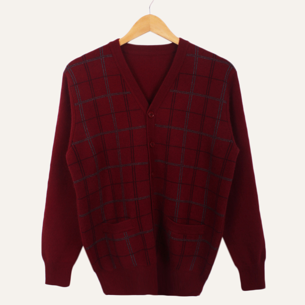 2017 Autumn and winter new pattern quality goods Cashmere sweater V-neck Cardigan Plaid ribbon keep warm leisure time Sweaterin the Men's clothing, Knitwear/Sweaters category - from Buy2taobao.com to provide professional Taobao agent buy service