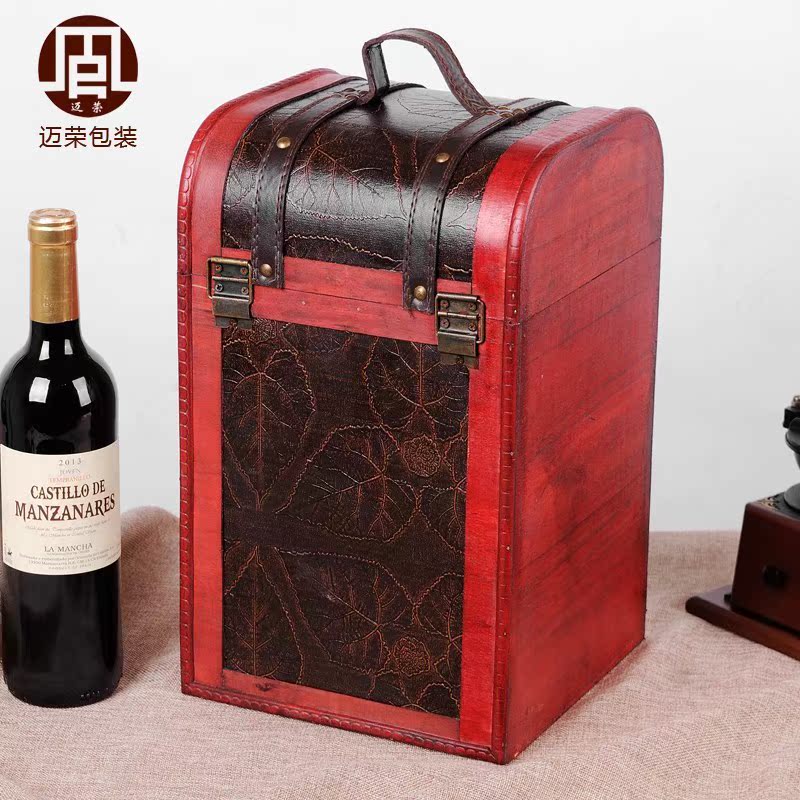 红酒盒复古礼盒高档皮盒4四支木盒红酒包装盒瓶装木箱葡萄酒盒子|ruв категории посуда, до дна/бокал/вино, вино - от Buy2taobao.com для оказания профессиональной услуги покупки агента Taobao