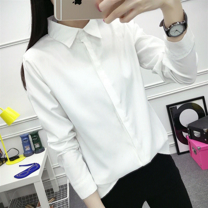 2017 spring clothes new pattern Korean Edition white shirt student Long sleeve shirt Solid Business Suits Base coat Becomein the Women's clothing/Boutique , Shirt category - from Buy2taobao.com to provide professional Taobao agent buy service
