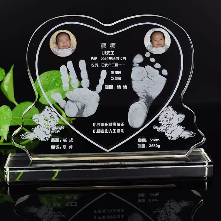 新生儿婴儿宝宝纪念品水晶手脚印满月百日周岁礼品手足印手印脚印|ruв категории игрушка/коляска/головоломка/блоки/модель, Ребенок сувениры/характер продукта, руки следы - от Buy2taobao.com для оказания профессиональной услуги покупки агента Taobao