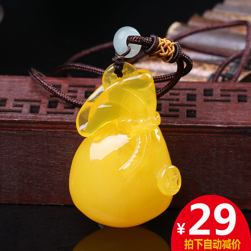 新款蜜蜡吊坠毛衣链鸡油黄琥珀长款项链男女款老蜜蜡无事牌挂件|msdalam kategori barang kemas/berlian/Emerald/emas, amber asli (baru), Neckwear - dari Buy2taobao.com untuk memberikan perkhidmatan ejen Taobao profesional membeli