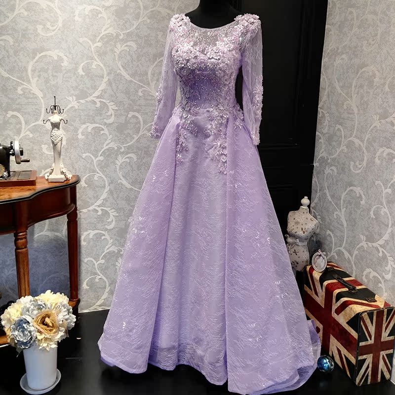 2017紫色新品定制新娘敬酒服结婚晚礼长款显瘦主持人礼服包邮在类目 女装/女士精品, 婚纱/旗袍/礼服, 礼服/晚装中 - 来自Buy2taobao.com提供专业的淘宝代购服务