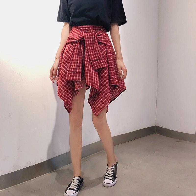 夏季韓版學院風裙子不規則假兩件A字裙女百2019新款搭半身裙短裙在類目 女裝/女士精品, 半身裙中 - 來自Buy2taobao.com提供專業的淘寶代購服務