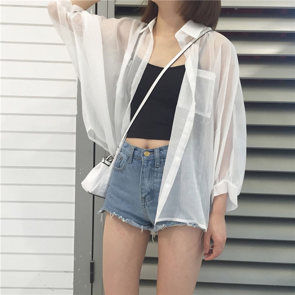 夏季2019新款防晒衣雪纺开衫长袖宽松百搭衬衫上衣韩版洋气潮在类目 女装/女士精品, 衬衫中 - 来自Buy2taobao.com提供专业的淘宝代购服务