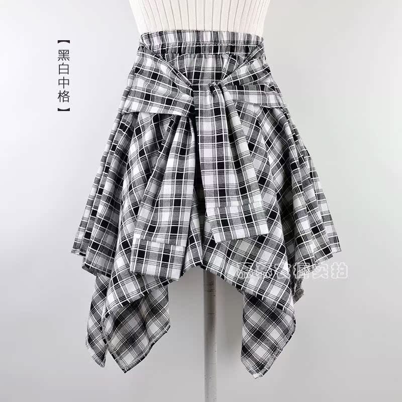 群主家假兩件格子半身裙女夏季學生學院風系腰襯衫袖綁帶高腰不。在類目 女裝/女士精品, 半身裙中 - 來自Buy2taobao.com提供專業的淘寶代購服務