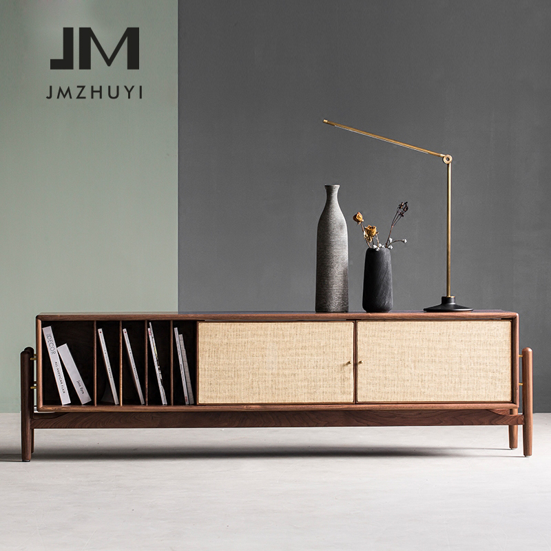 Northern Europe solid wood Rattan TV cabinet Simplicity modern a living room Black Walnut Entertainment Units Japanese Small apartment Floor cabinetin the Residential furniture , Cabinet , TV cabinet category - from Buy2taobao.com to provide professional Taobao agent buy service