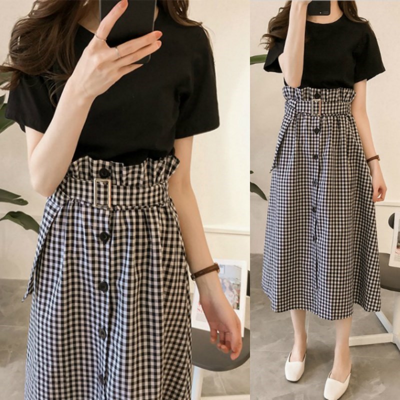pmm Large Women's wear Fat fashion lattice skirt Two suit Pangniu The fat Feipo MM Feimeiin the Women's clothing/Boutique , Large size women category - from Buy2taobao.com to provide professional Taobao agent buy service