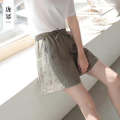 短裤女2019新款夏高腰外穿宽松运动休闲工装五分阔腿薄款 a字韩版