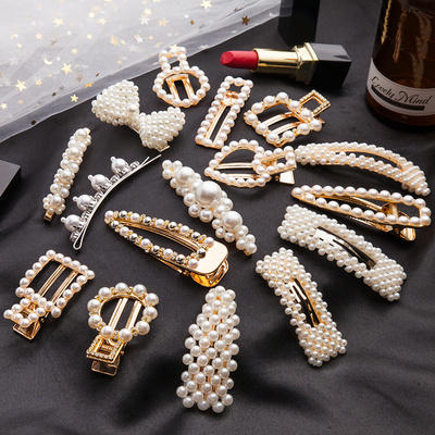 2018新款ins发夹韩国网红珍珠bb夹边夹发卡一字夹少女头饰夹子女