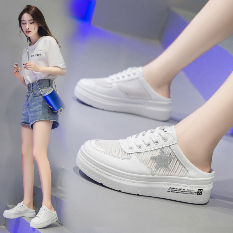 懒人半拖鞋女2019夏季新款韩版百搭镂空透气外穿平底包头凉拖鞋|ruв категории Женская обувь, тапочки - от Buy2taobao.com для оказания профессиональной услуги покупки агента Taobao