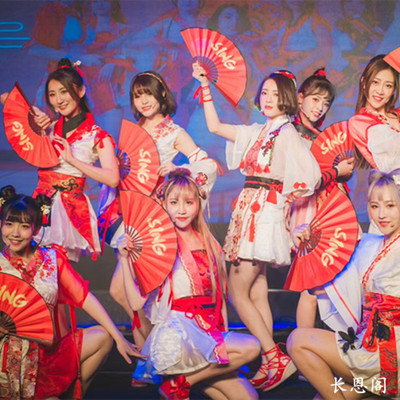 寄明月扇子sing女团同款cos舞蹈扇8寸红白双面绢布折扇两件包邮