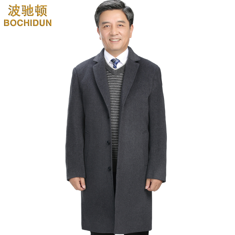 冬季中老年羊毛呢大衣男长款过膝风衣中年爸爸西装领羊绒呢子外套在类目 男装, 毛呢大衣中 - 来自Buy2taobao.com提供专业的淘宝代购服务