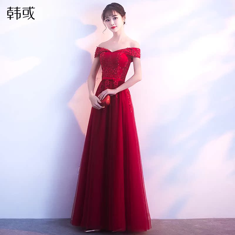 敬酒服新娘2019春平时可穿一字肩红色连衣裙简单大方小个子礼服女在类目 女装/女士精品, 婚纱/旗袍/礼服, 礼服/晚装中 - 来自Buy2taobao.com提供专业的淘宝代购服务