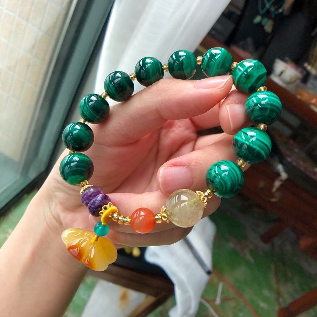 12mm Huge Pure natural Malachite Hand string collocation natural Beeswax Pendantin the Accessories/Fashion Jewelry, Bracelets category - from Buy2taobao.com to provide professional Taobao agent buy service